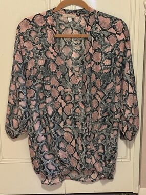 Halo Pink and Gray Snake-Print Tunic